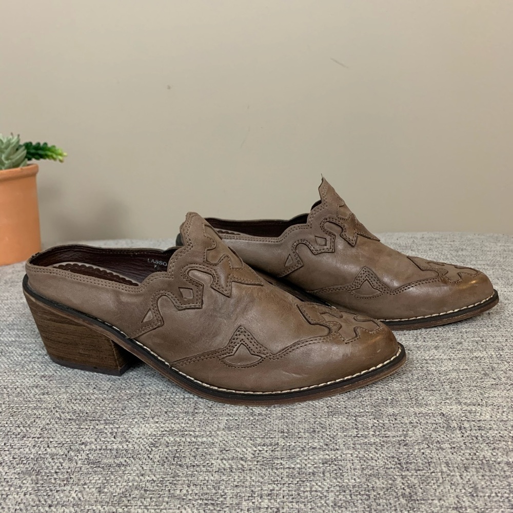 Envy - Lasso Distressed Leather Western Heel Mule